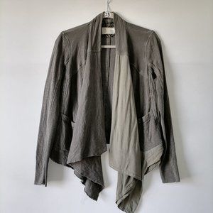 Saturday Sunday Womens Green Gray Uneven Hem Open Front Kimono Jacket Size S